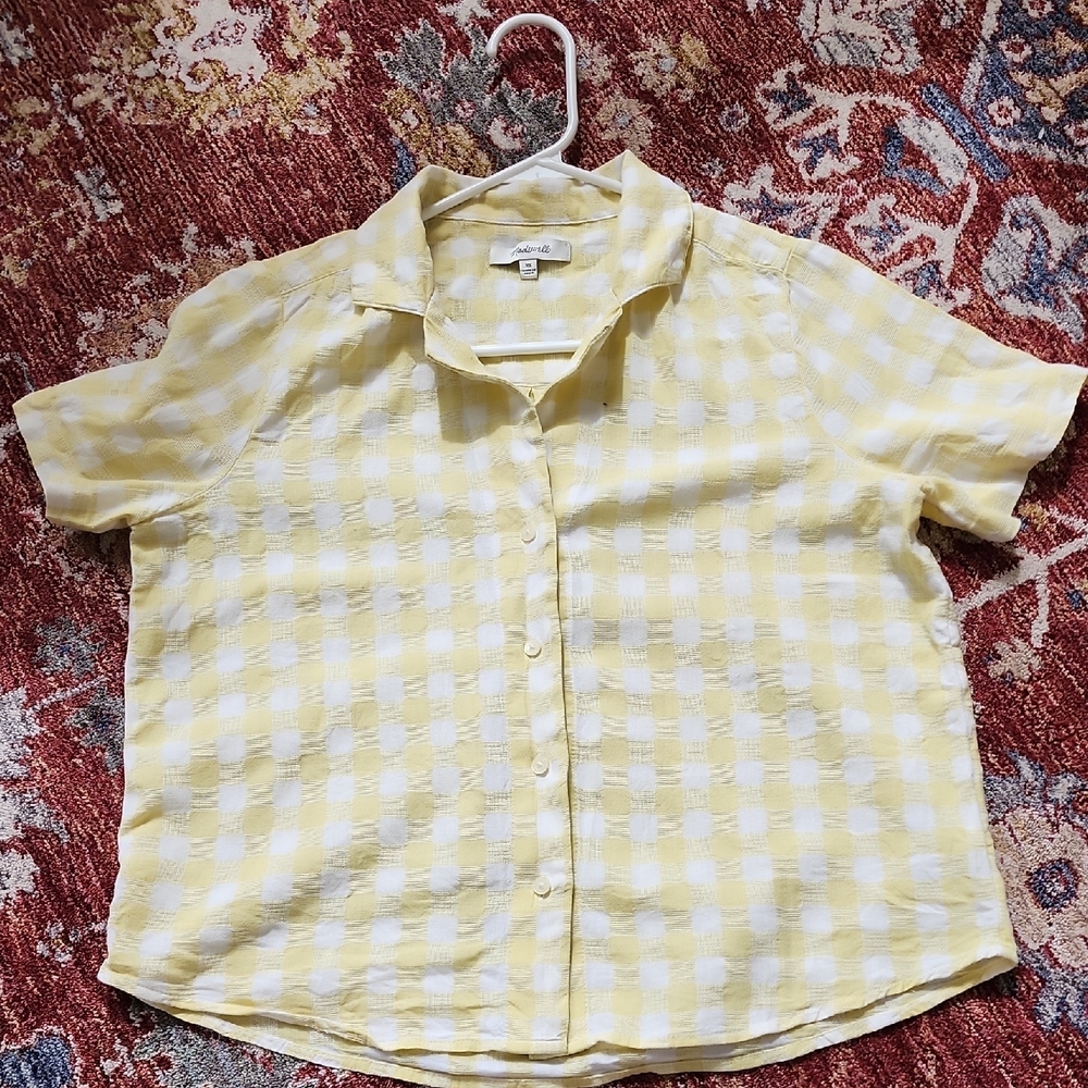 Chic Yellow Plaid Short Sleeve Shirt